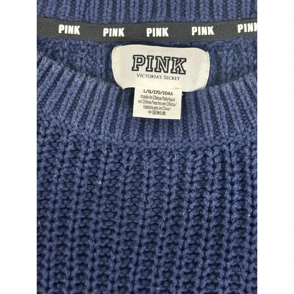 Victoria's Secret Pink Oversized 100% Cotton Chunky Open Knit Sweater Size L EUC